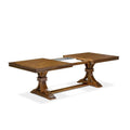 9-Piece Acacia Wood Dining Table Set with Beige Faux Leather Chairs M206852