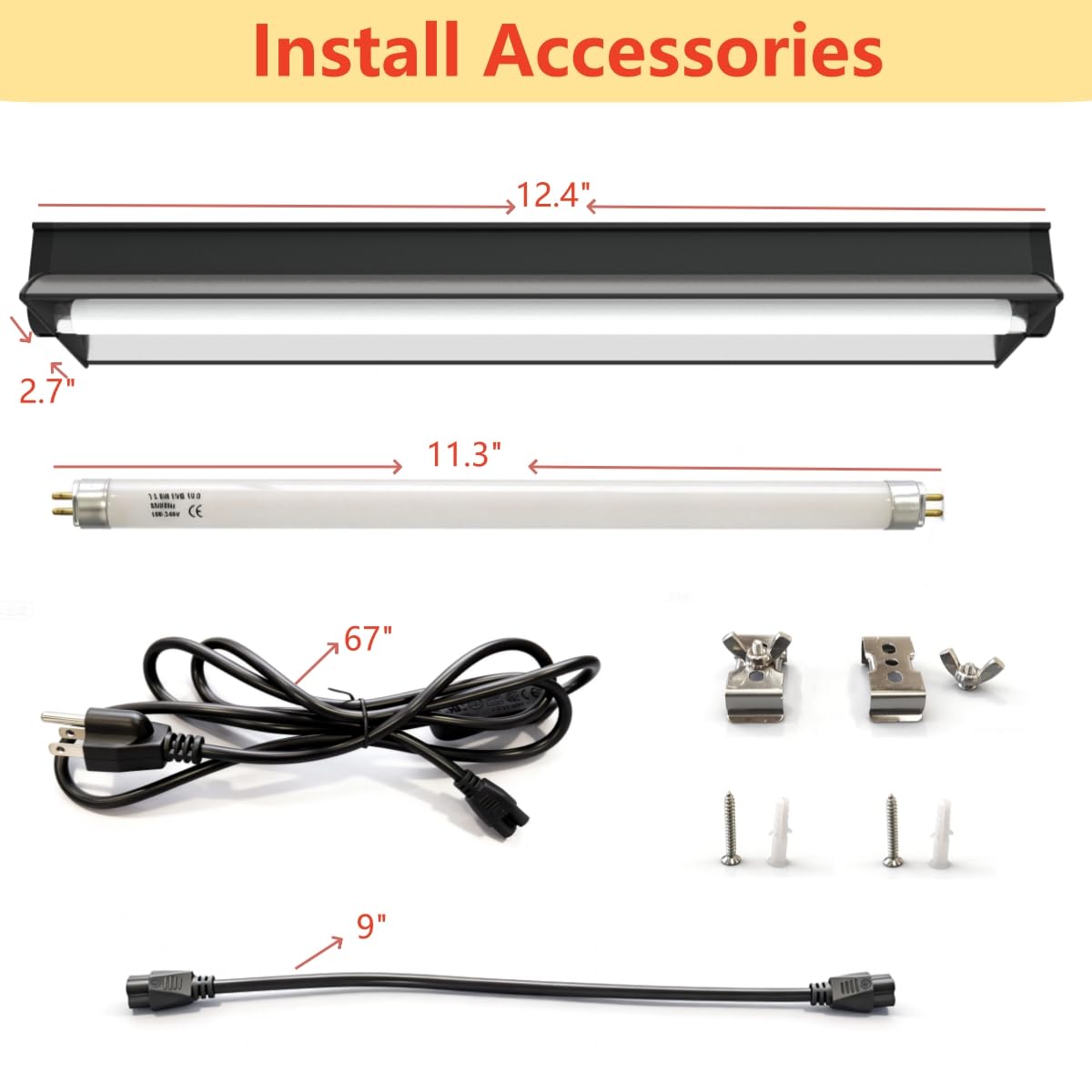 8W T5 UVB UVA Reptile Light Fixture and Bulb Kit F710913