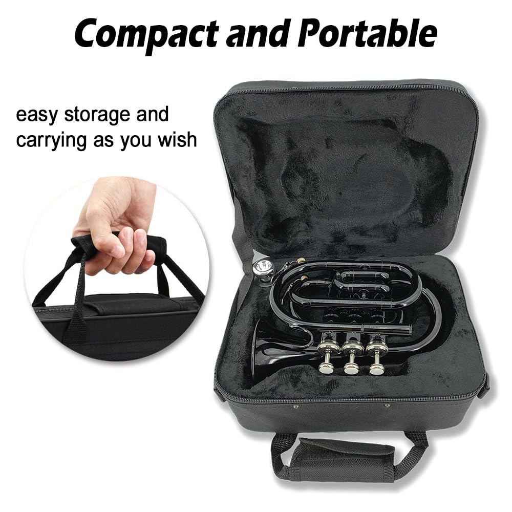 Brass B Flat Nickel Plated Pocket Trumpet with 7C Mouthpiece H3684