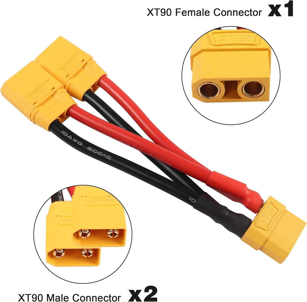 2-Pack XT90 Parallel Battery Connector Cable 12AWG D35103