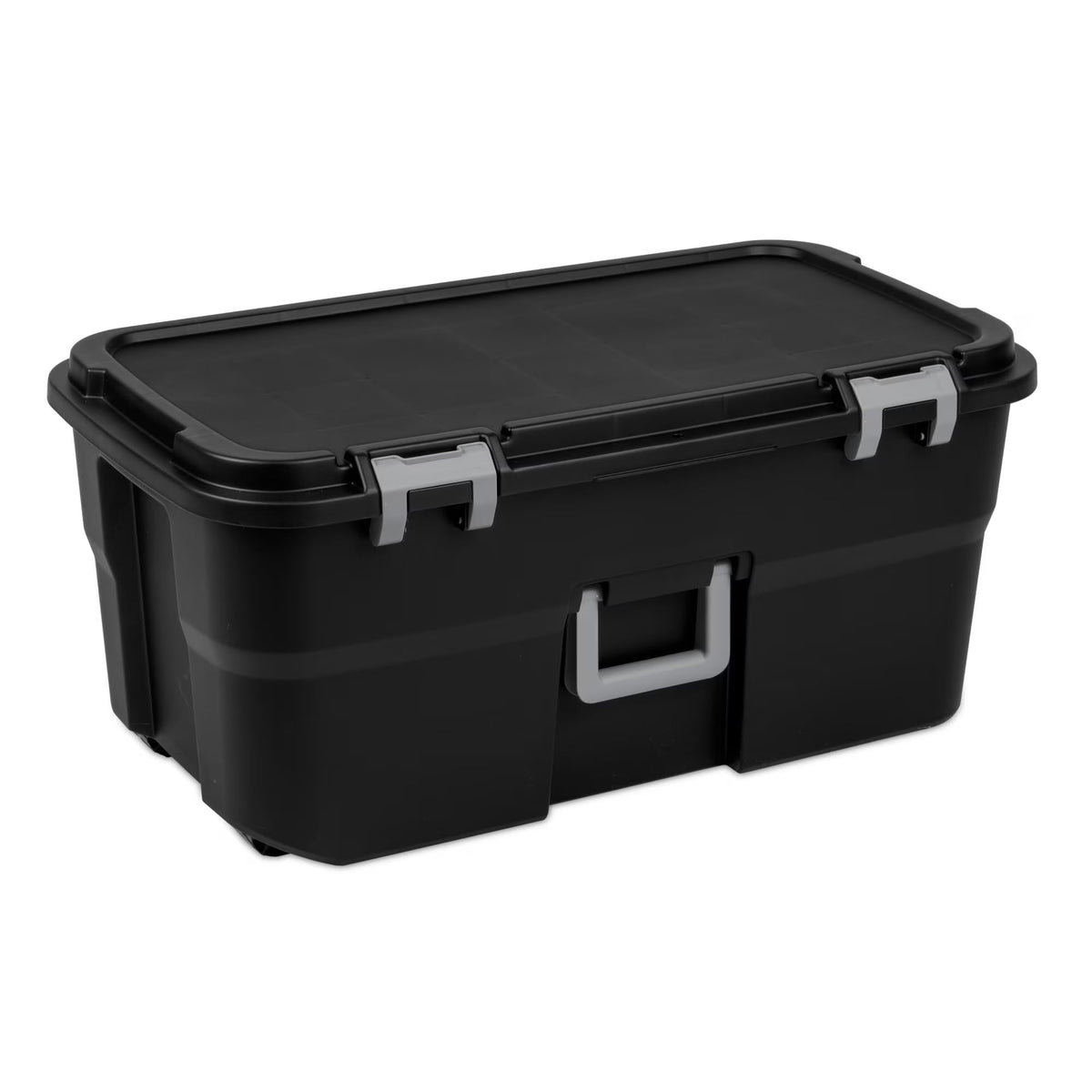 22 Gallon Black Wheeled Plastic Storage Trunk with Lids W196699