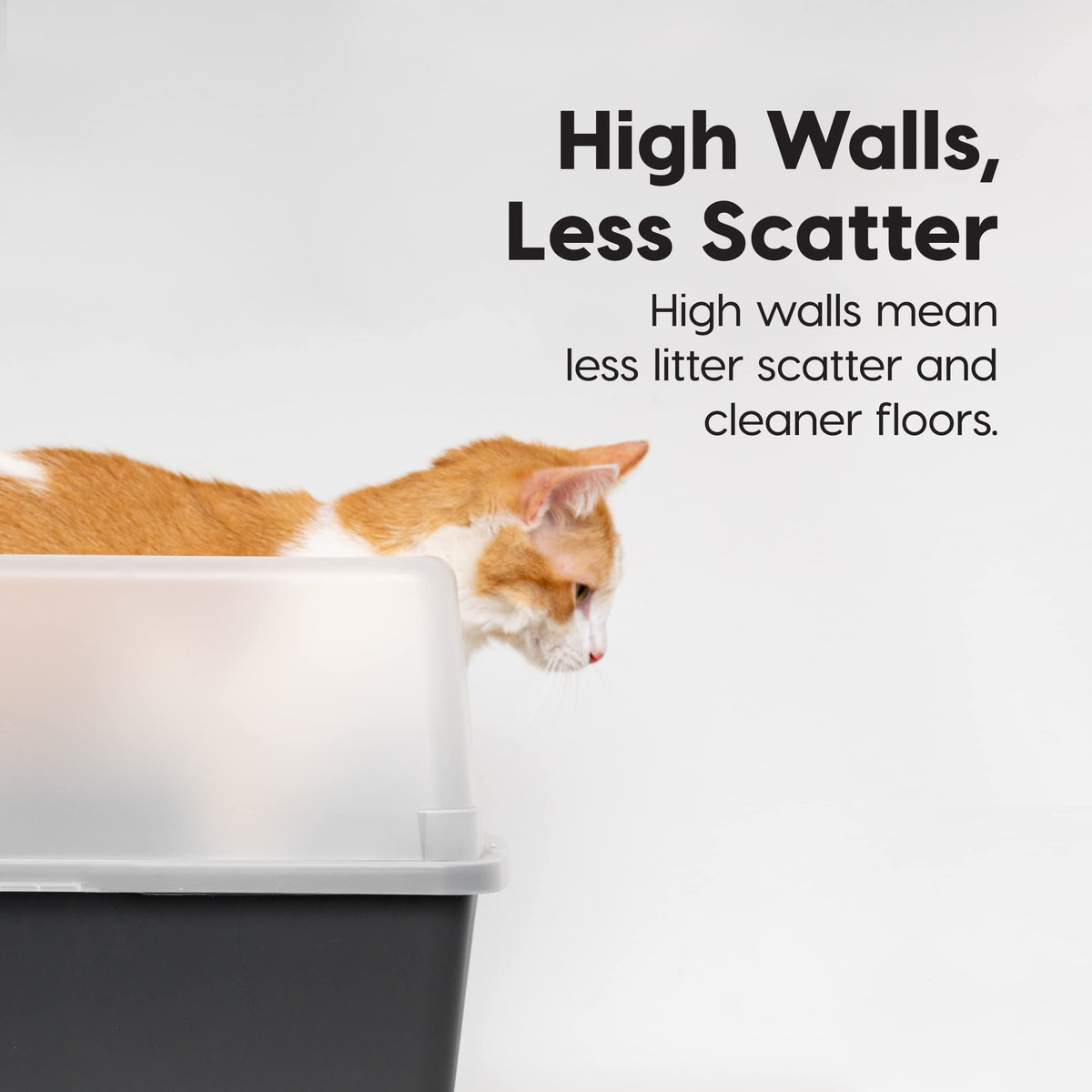 High Sided Cat Litter Box with Scatter Shield, Black P8306