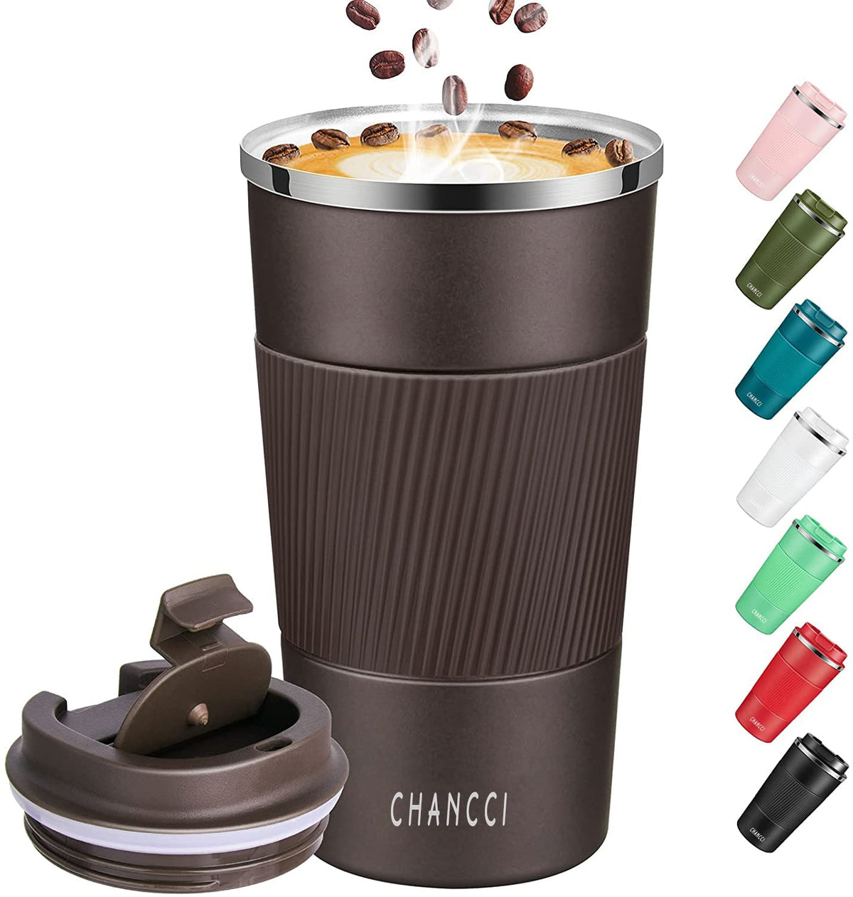 16 oz Insulated Stainless Steel Travel Coffee Mug with Screw Lid R8545