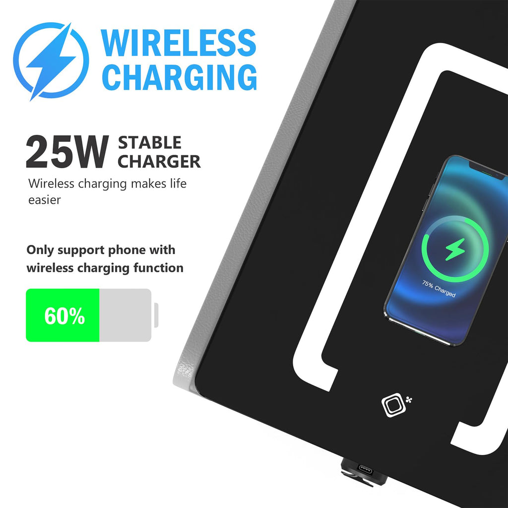 Wireless Charging Nightstand with 2 Drawers J7510