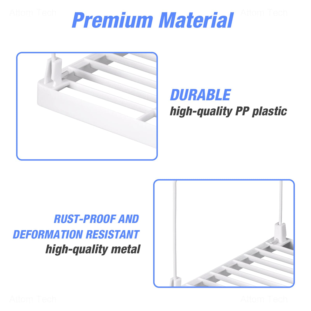 4-Pack Stackable Plastic Kitchen Storage Shelf Foldable Rack White D643759
