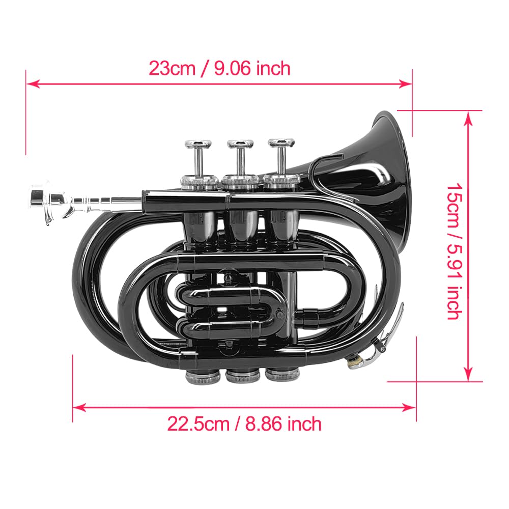 Brass B Flat Nickel Plated Pocket Trumpet with 7C Mouthpiece H3684