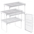 4-Pack Stackable Plastic Kitchen Storage Shelf Foldable Rack White D643759