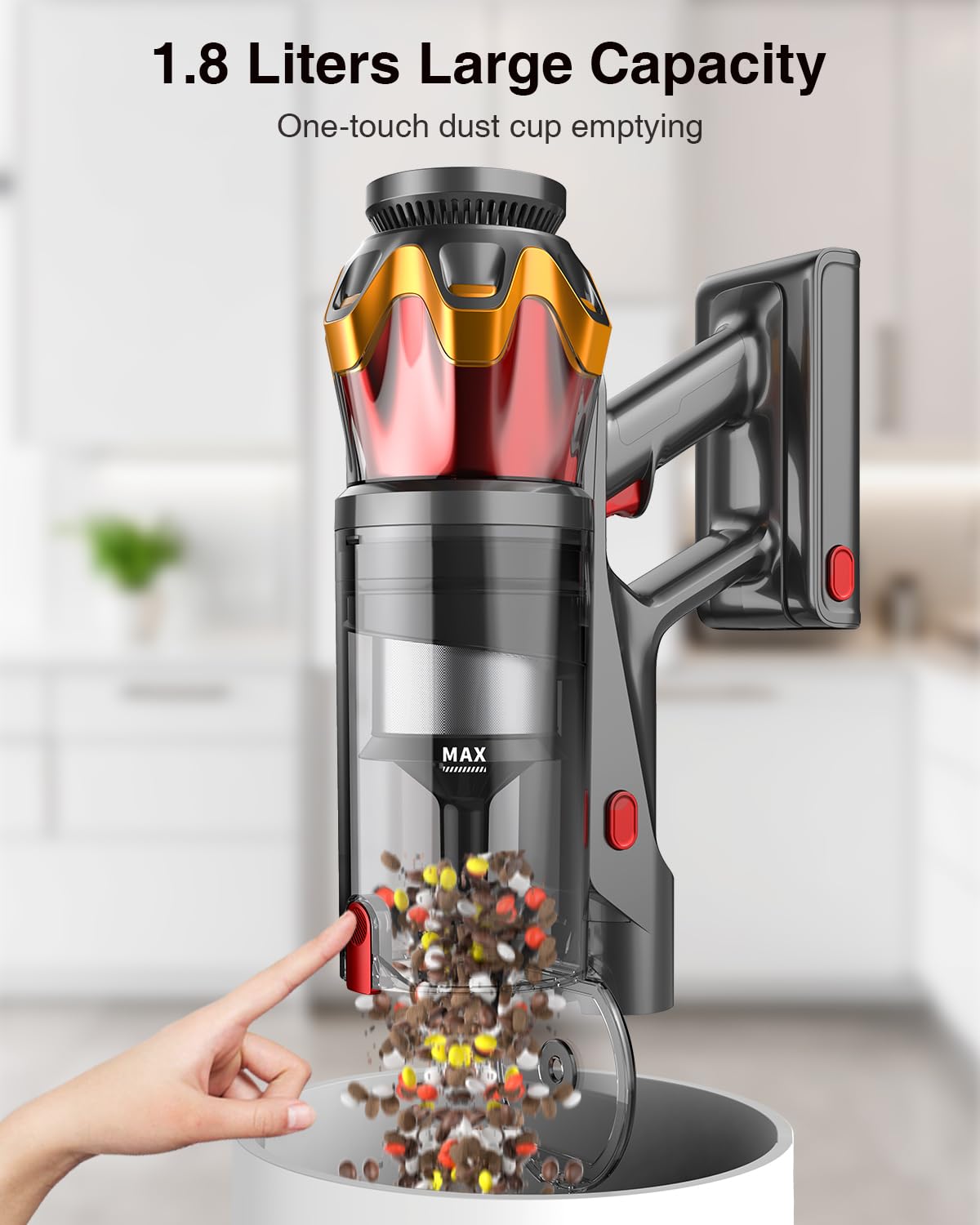 Cordless Stick Vacuum Cleaner 650W 55KPa Red Q839786