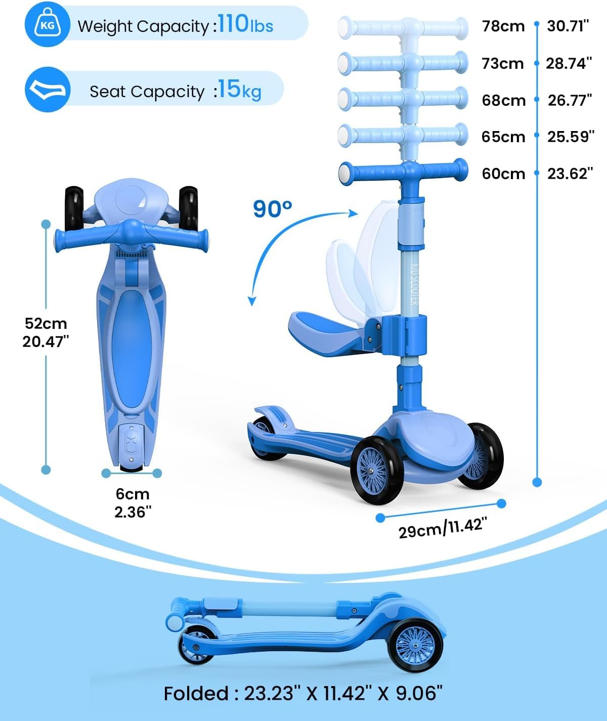 3 Wheel Foldable Kids Scooter with Seat T8771