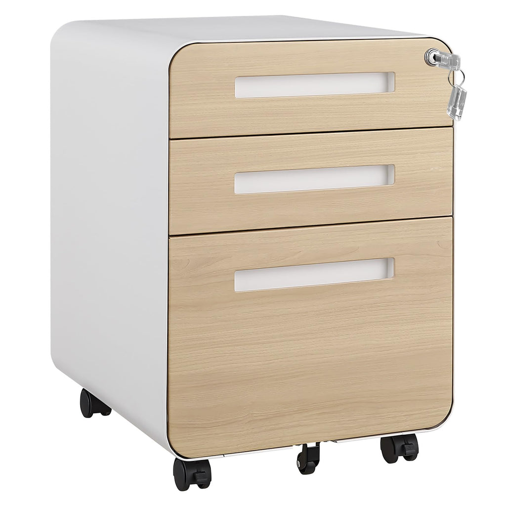 3 Drawer Mobile Metal File Cabinet with Lock L70816