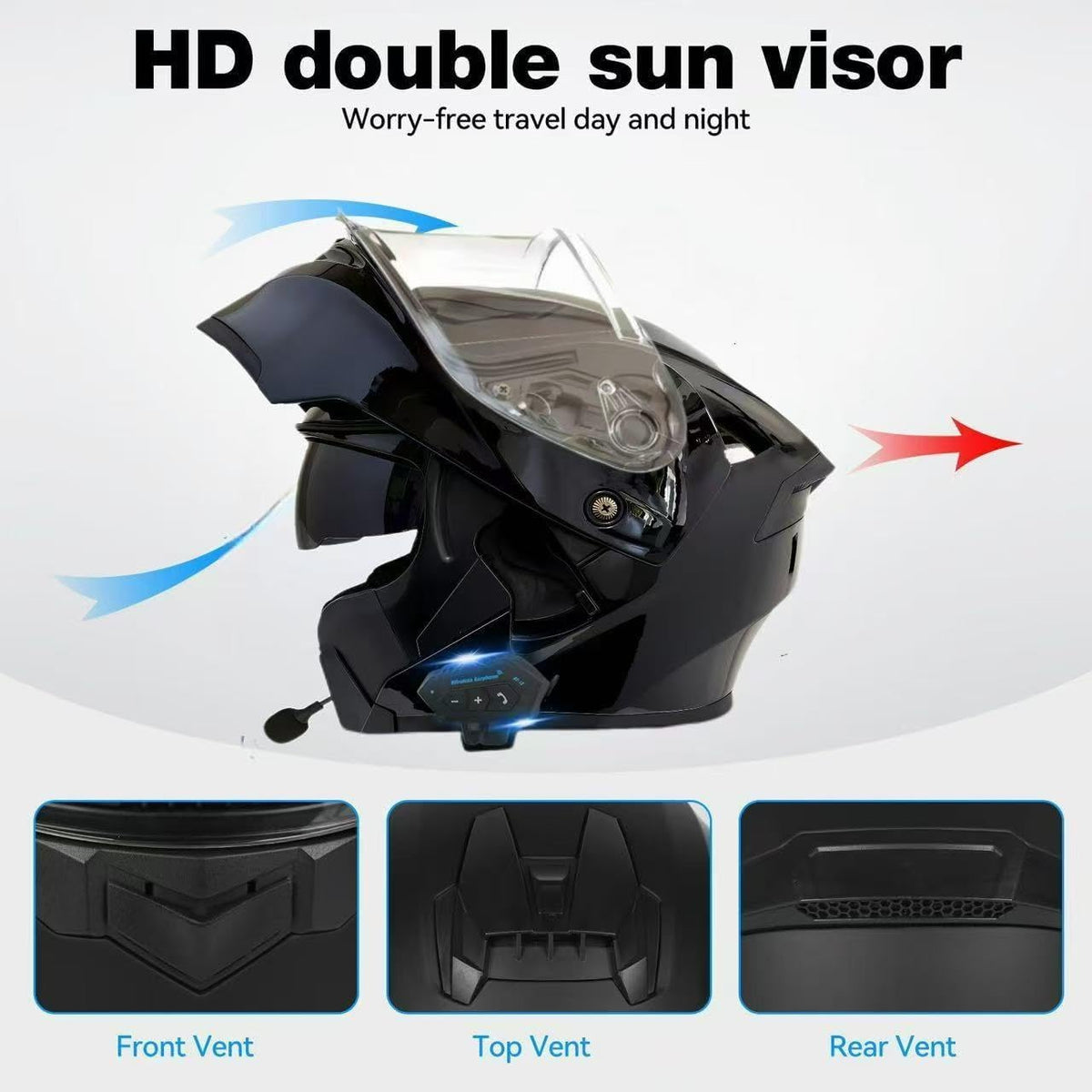 Bluetooth Modular Motorcycle Helmet DOT Approved Dual Visor N259