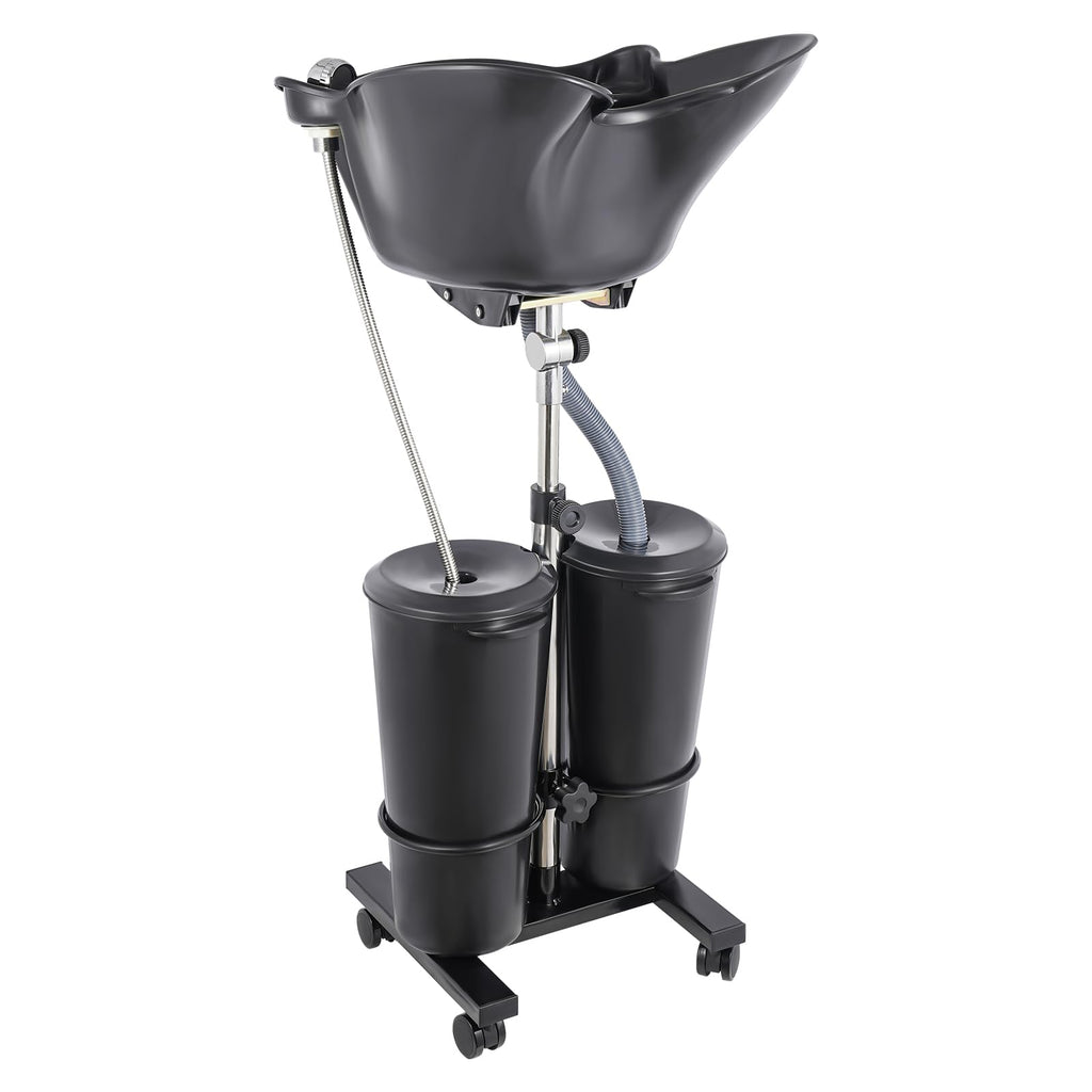 Black Portable Shampoo Bowl with 2 Bucket and Drain Hoses G93176