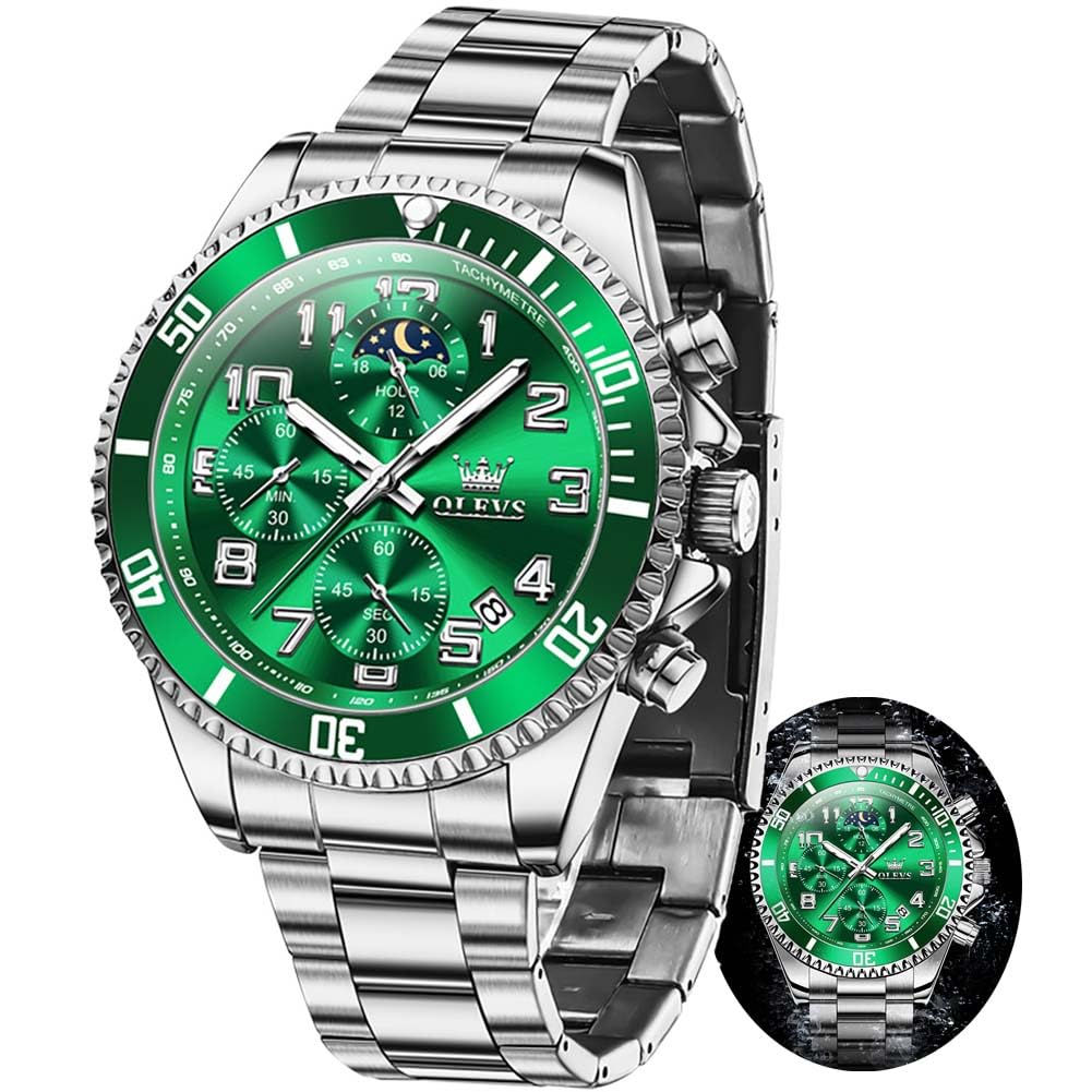 Men Luxury Chronograph Stainless Steel Waterproof Quartz Analog Watch X951