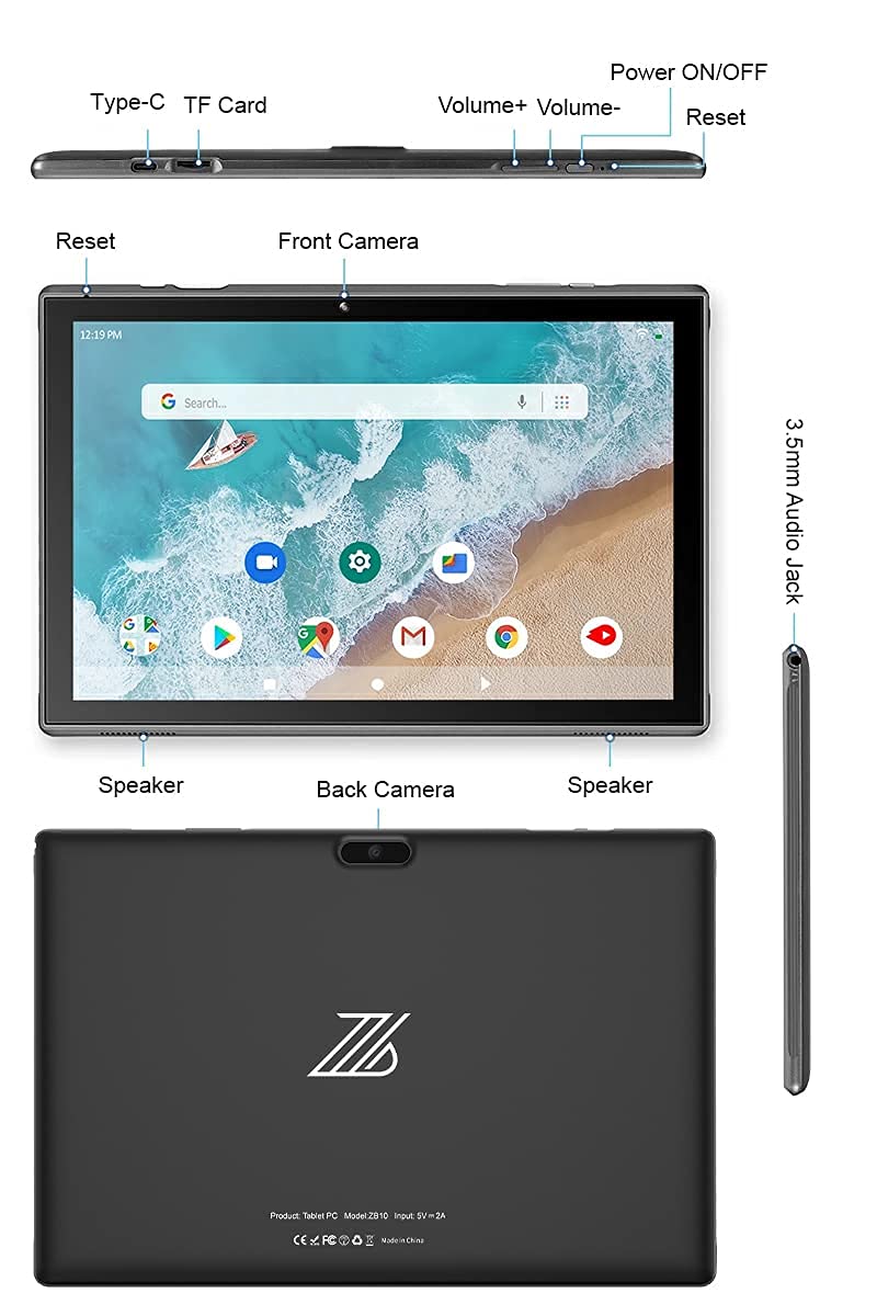 10 inch Android Tablet 8GB RAM 32GB ROM Gray Z1926