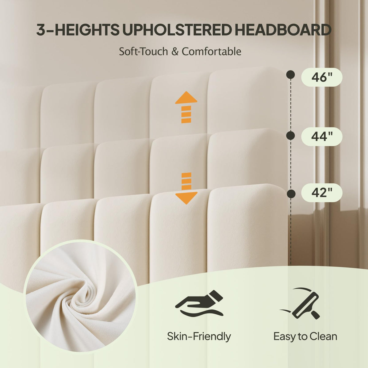White Full Size Upholstered Bed Frame with Headboard & 4 Drawers J249