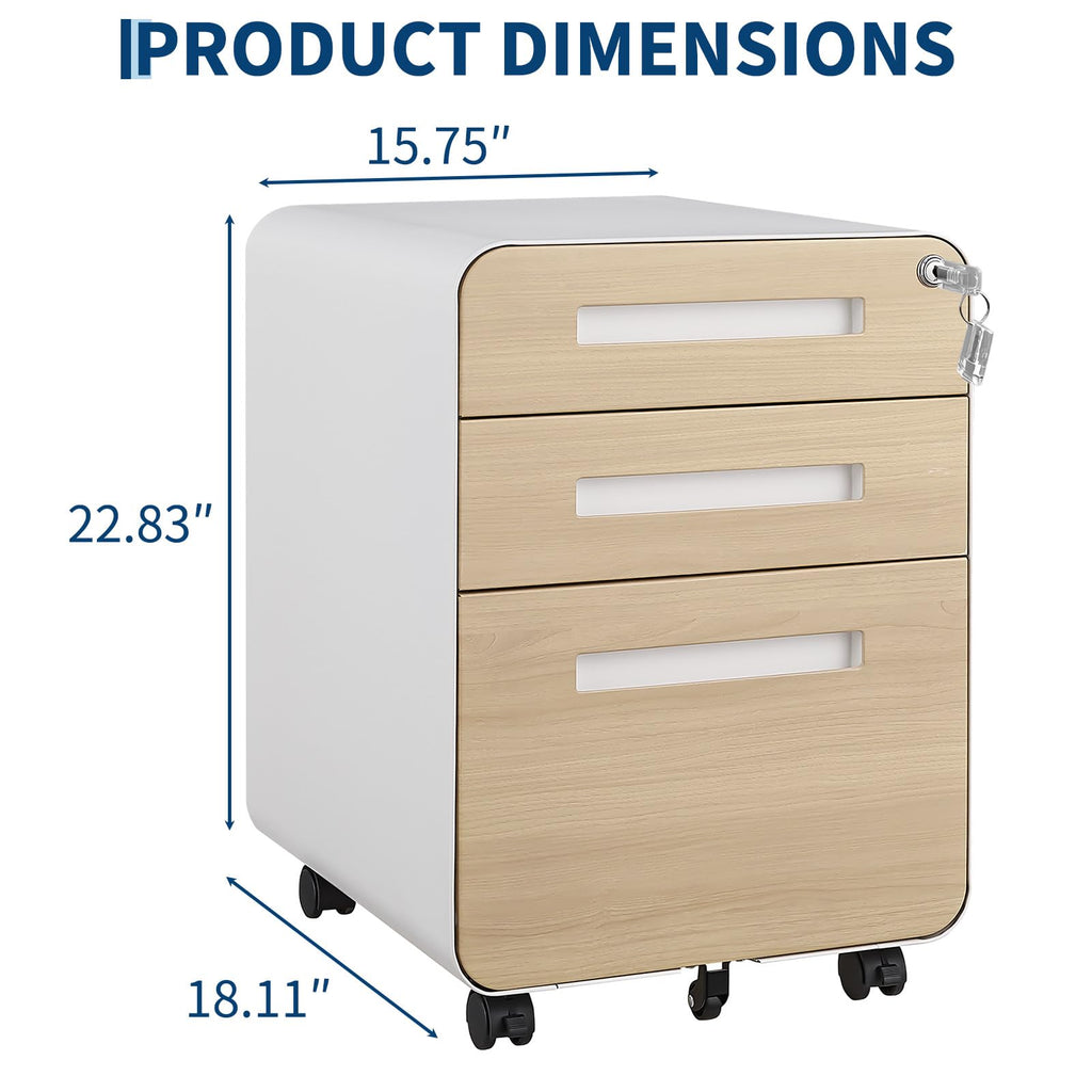 3 Drawer Mobile Metal File Cabinet with Lock L70816