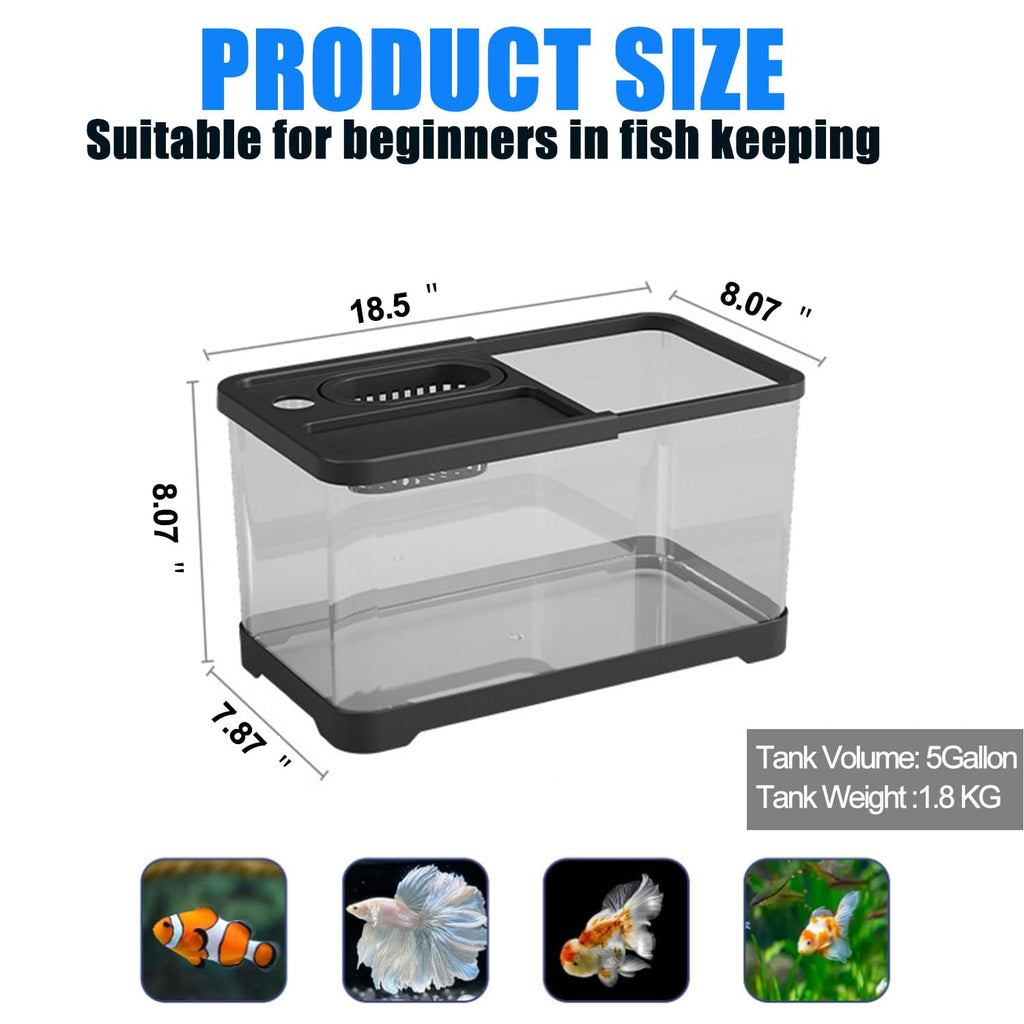 5 Gallon Plastic Fish Tank with Filter and Lid U872188