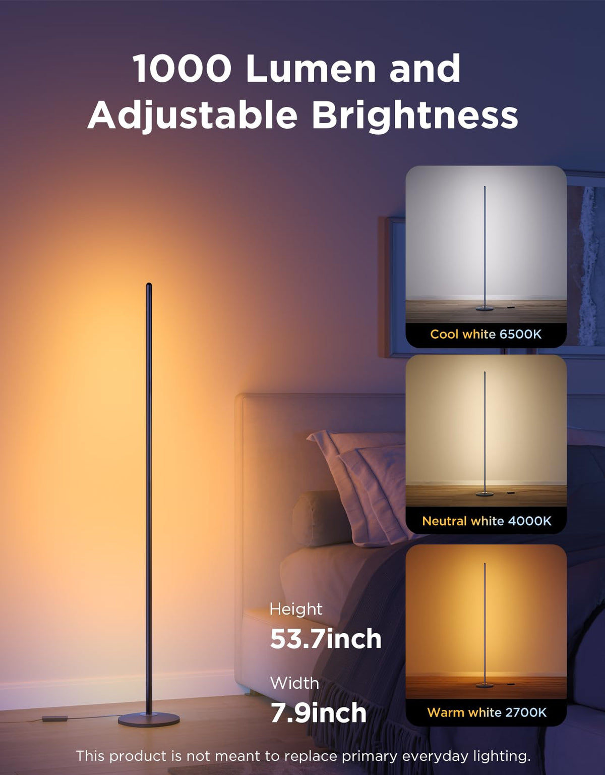 Black RGBIC LED Floor Lamp G496045