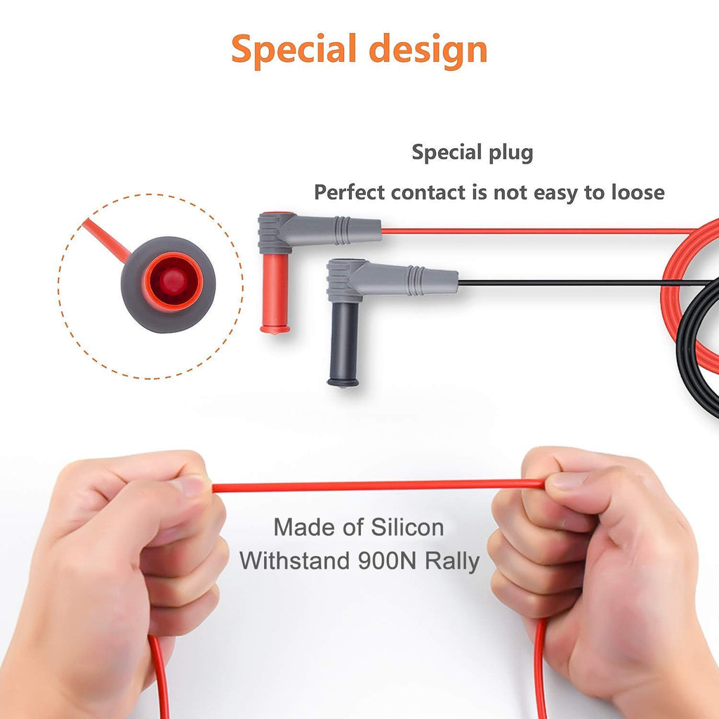 Silicone Test Leads Kit CAT III 1000V CAT IV 600V with Alligator Clips and Needle Probe 9PCS G1184