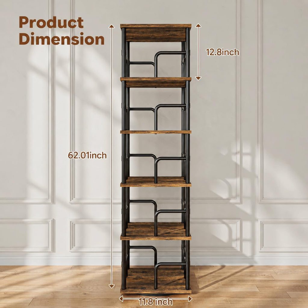 5-Tier Rotating Bookshelf with Safety Rails M5347
