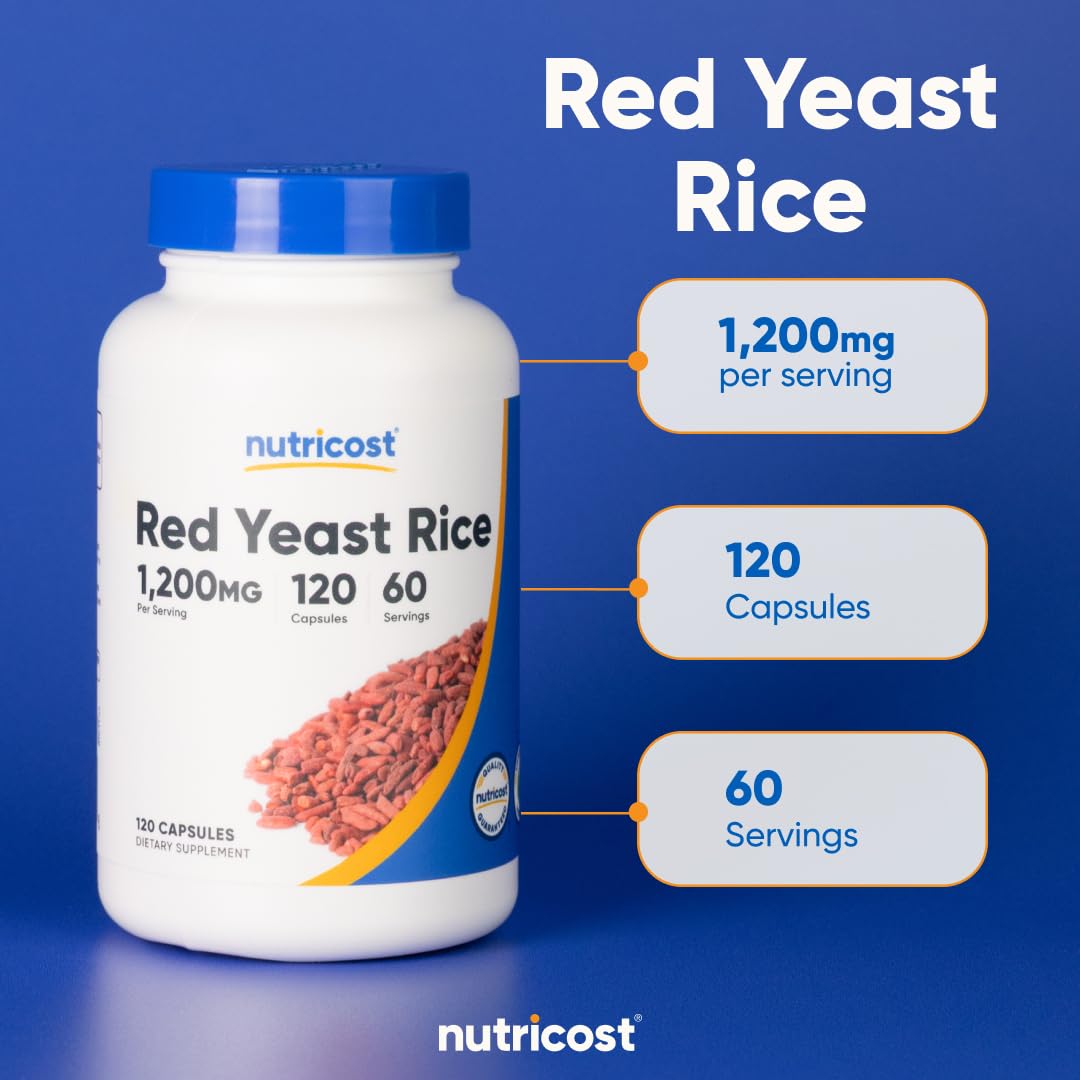 Red Yeast Rice 1200mg 120 Capsules Gluten Free F4518