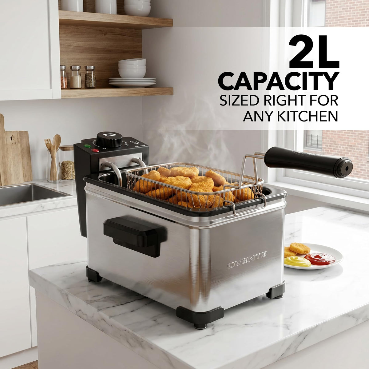 Electric Deep Fryer, 2L Capacity, 1500W, Silver H25532