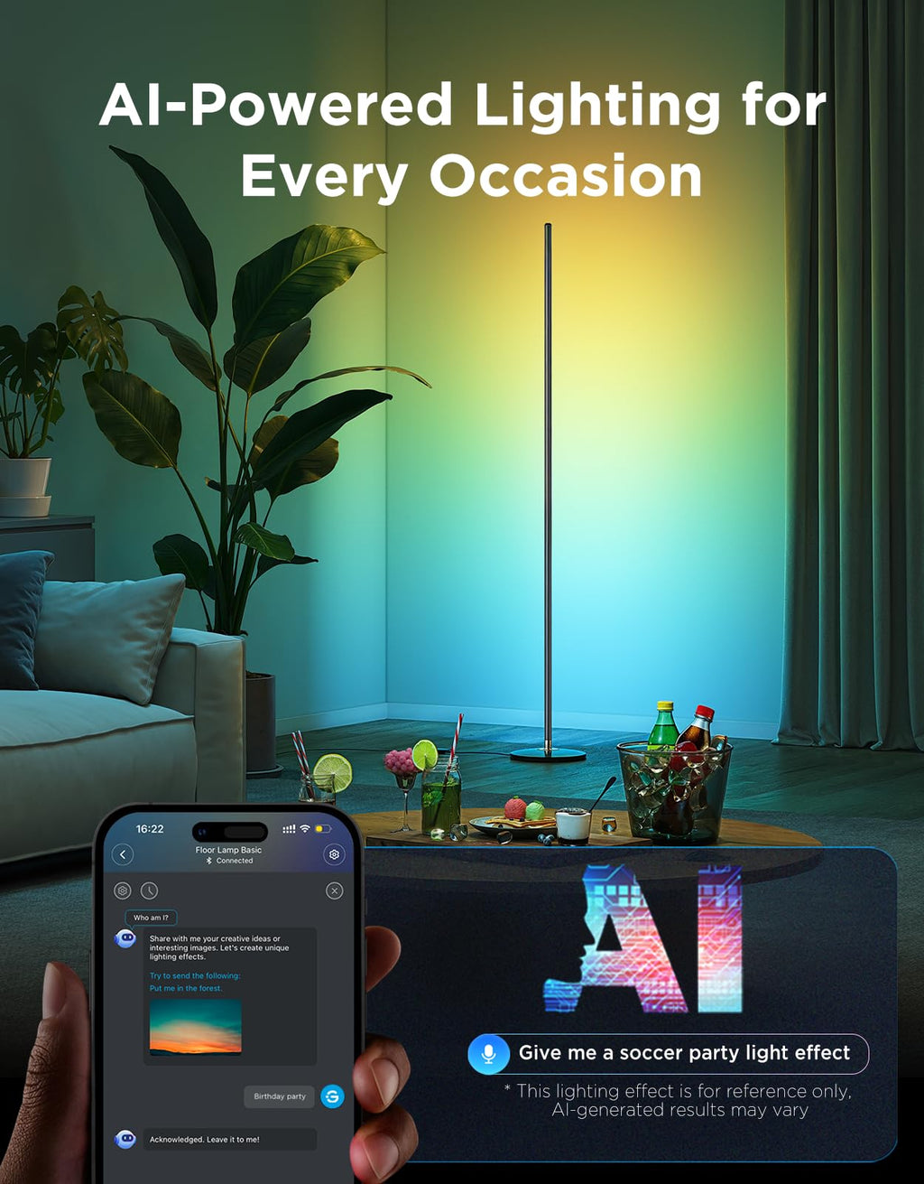 Black RGBIC LED Floor Lamp G496045