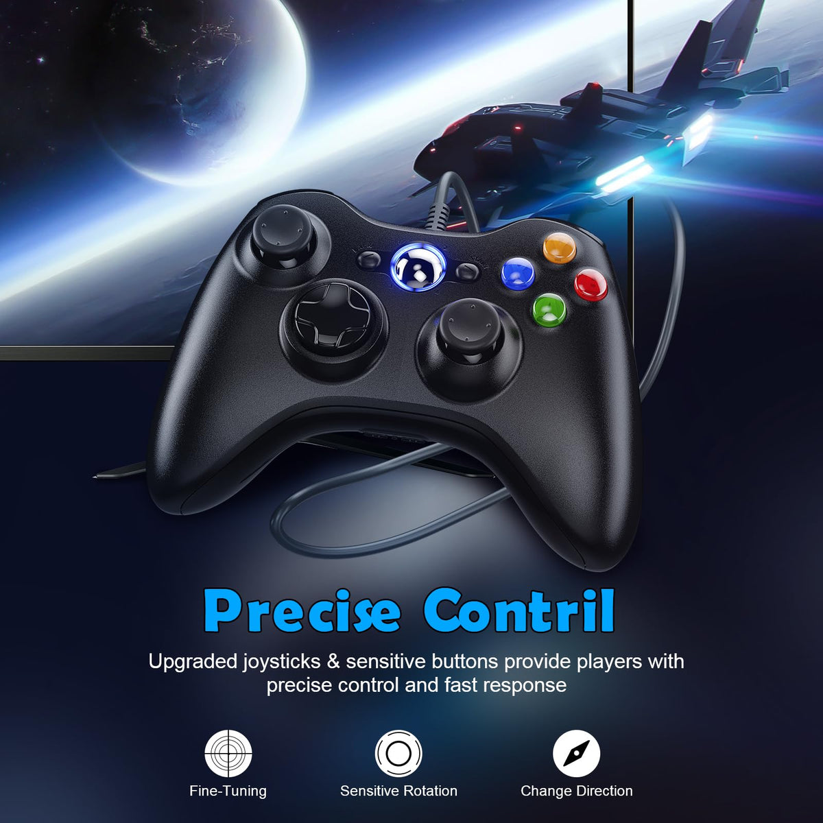 10ft Wired Controller with Upgraded Joystick, Double Shock, 2.5mm Audio Jack - 2 Pack P70292