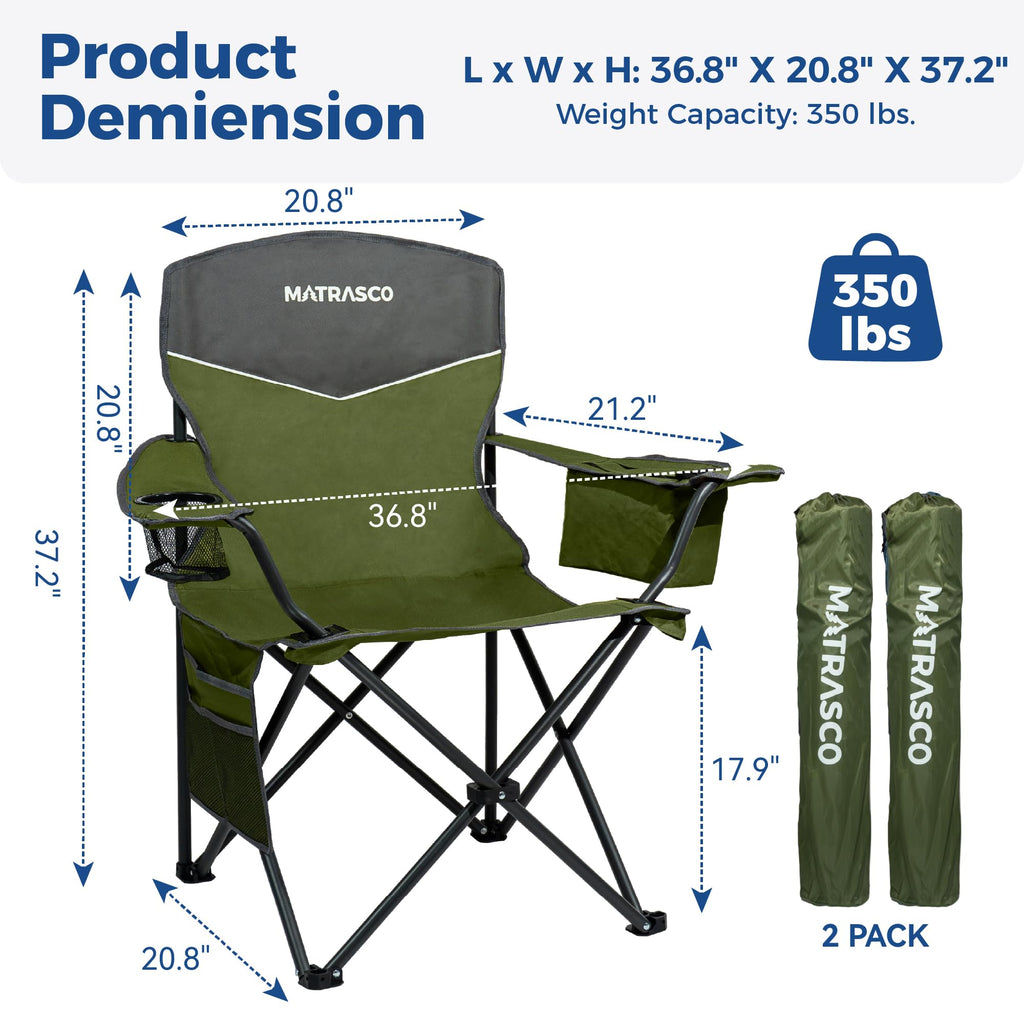 Green 2 Pack Folding Camping Chairs C7374