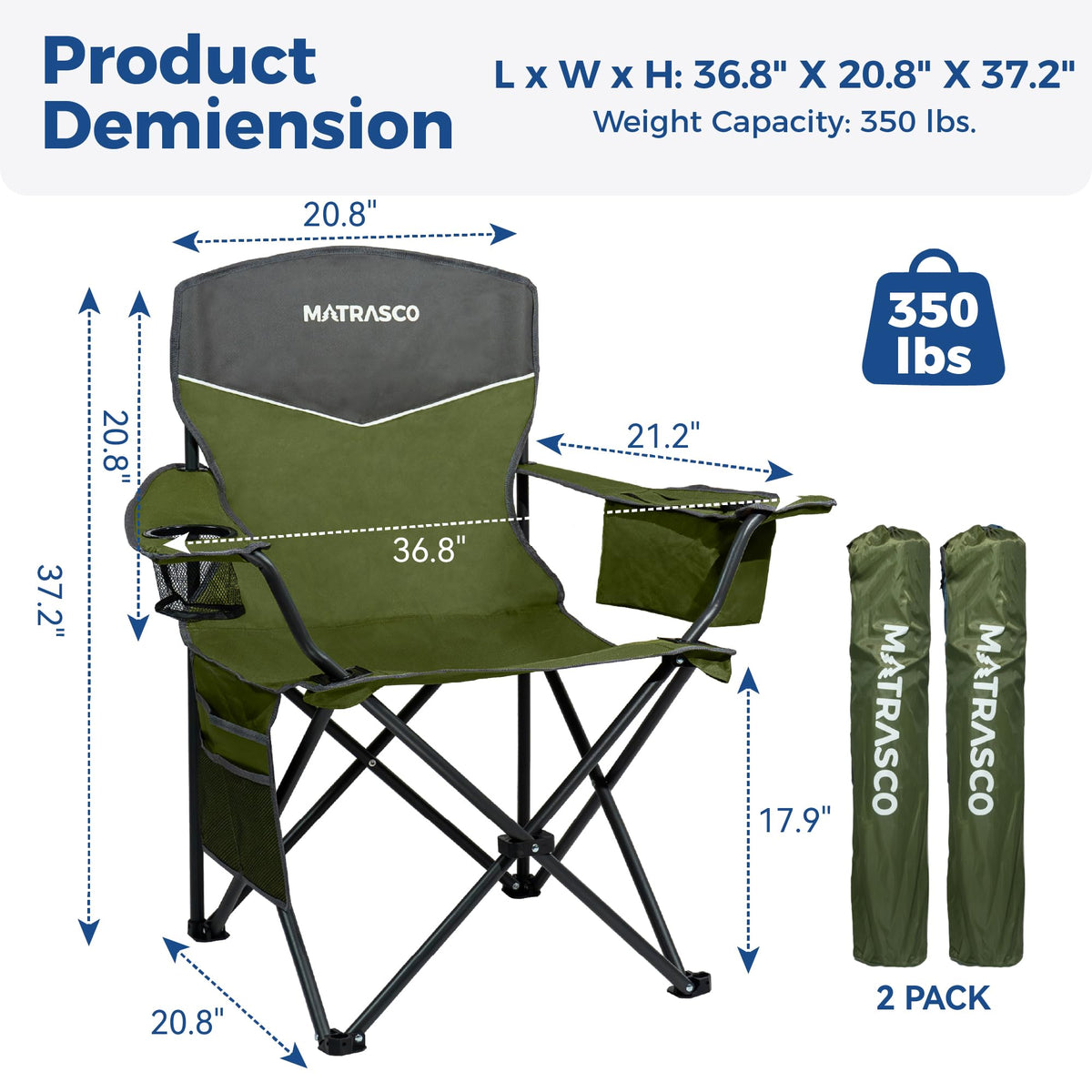Green 2 Pack Folding Camping Chairs C7374