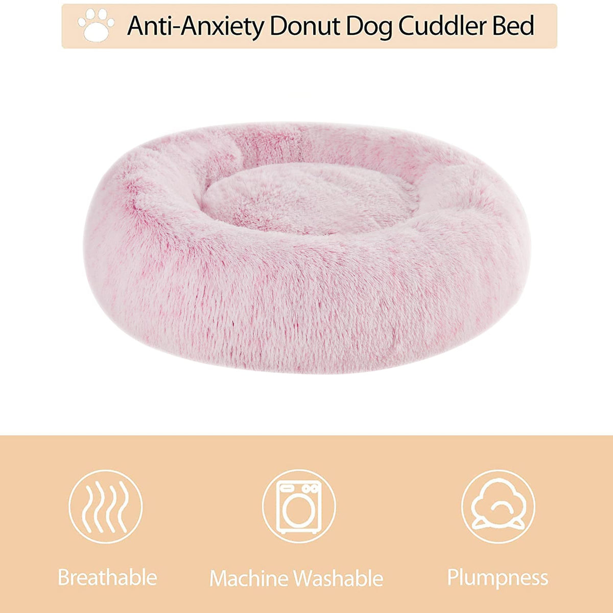 Pink Round Calming Dog Bed I960