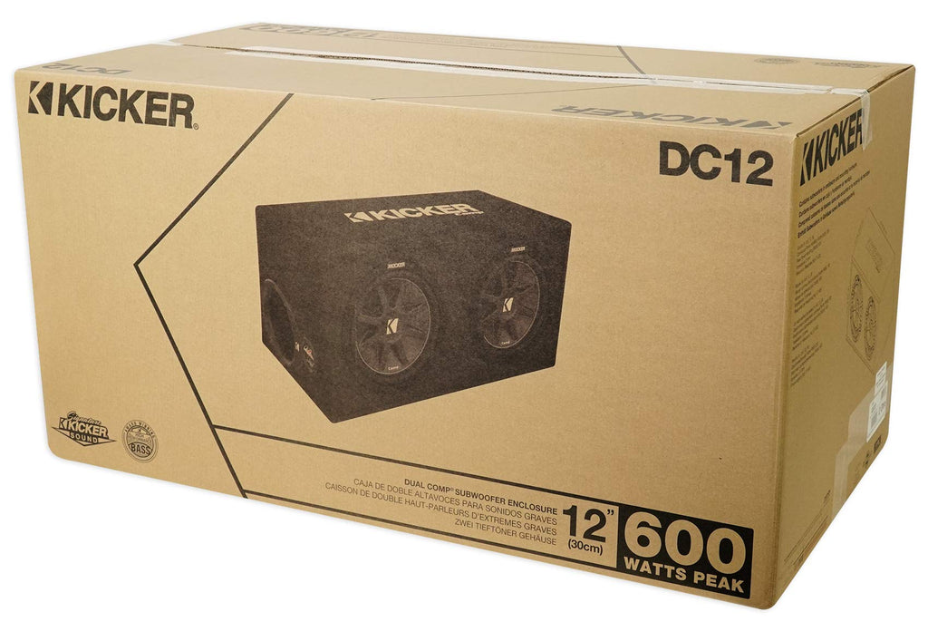Dual 12" Subwoofers in Vented Sub Box Enclosure with Mono Car Amp and Amp Installation Kit X4468