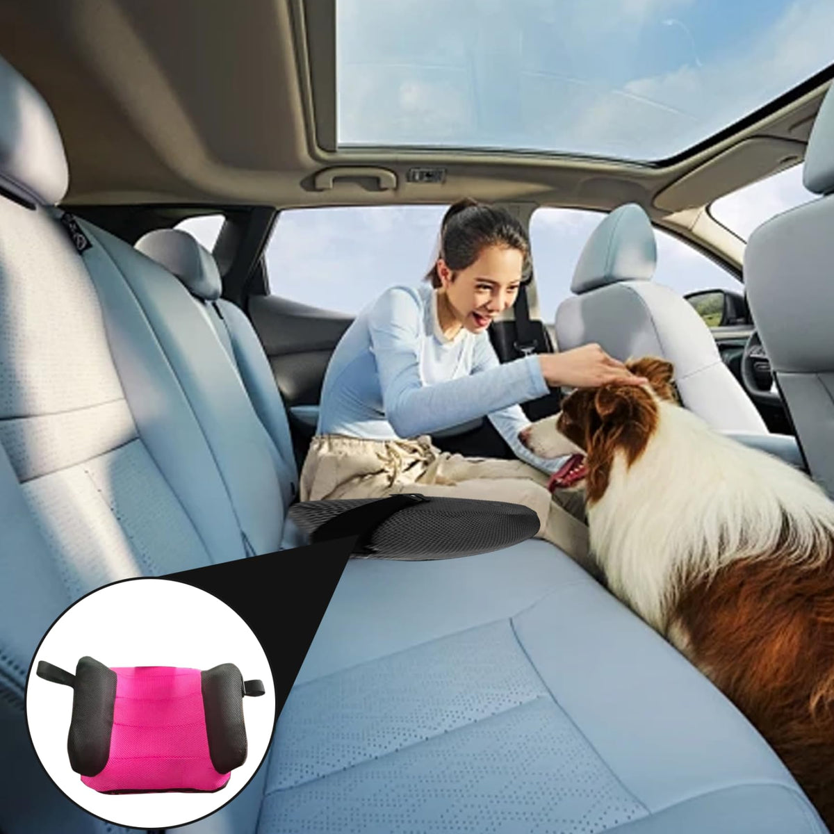Portable Inflatable Backless Booster Car Seat with Washable Cover T4870