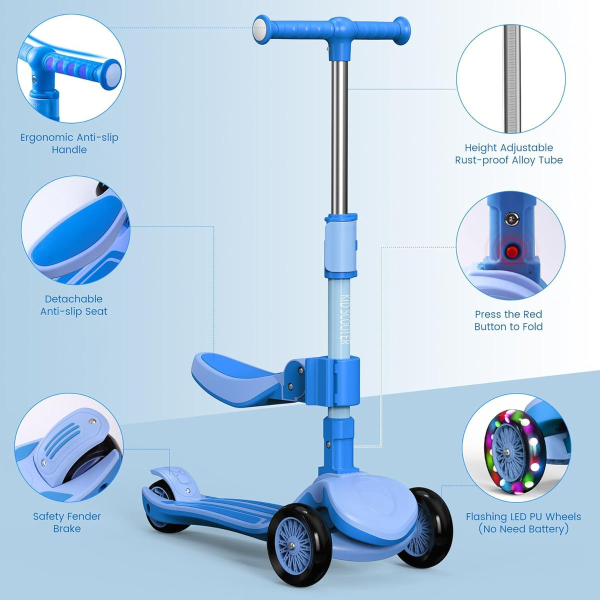 3 Wheel Foldable Kids Scooter with Seat T8771