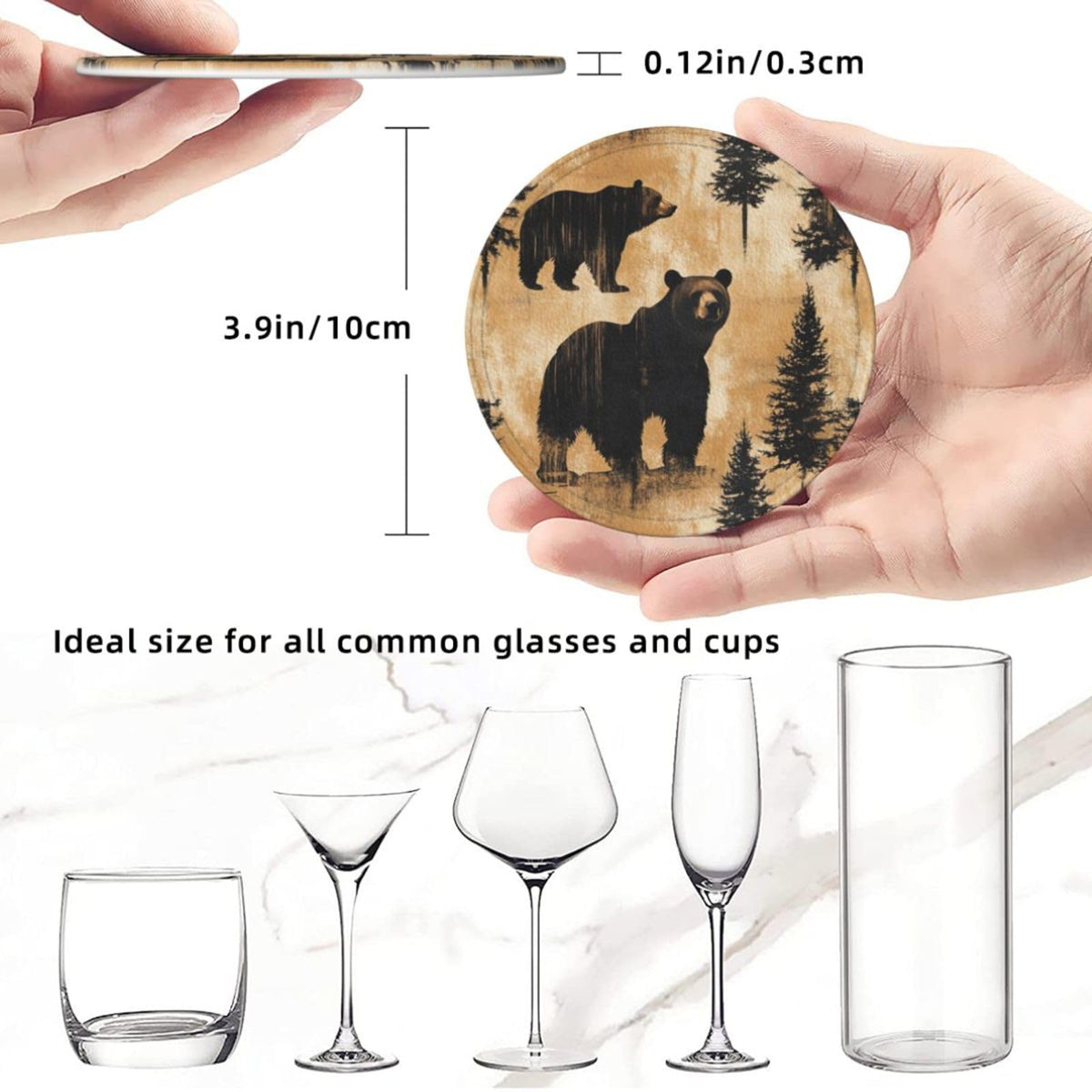 Black Leather Coasters with Holder F277