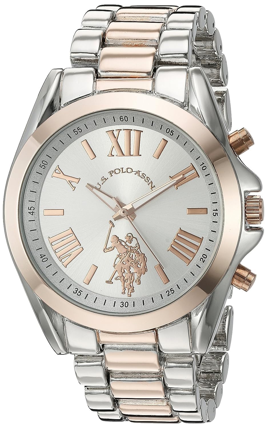 Two-Tone Analog Watch with Silver Dial and 41mm Metal Case H92198