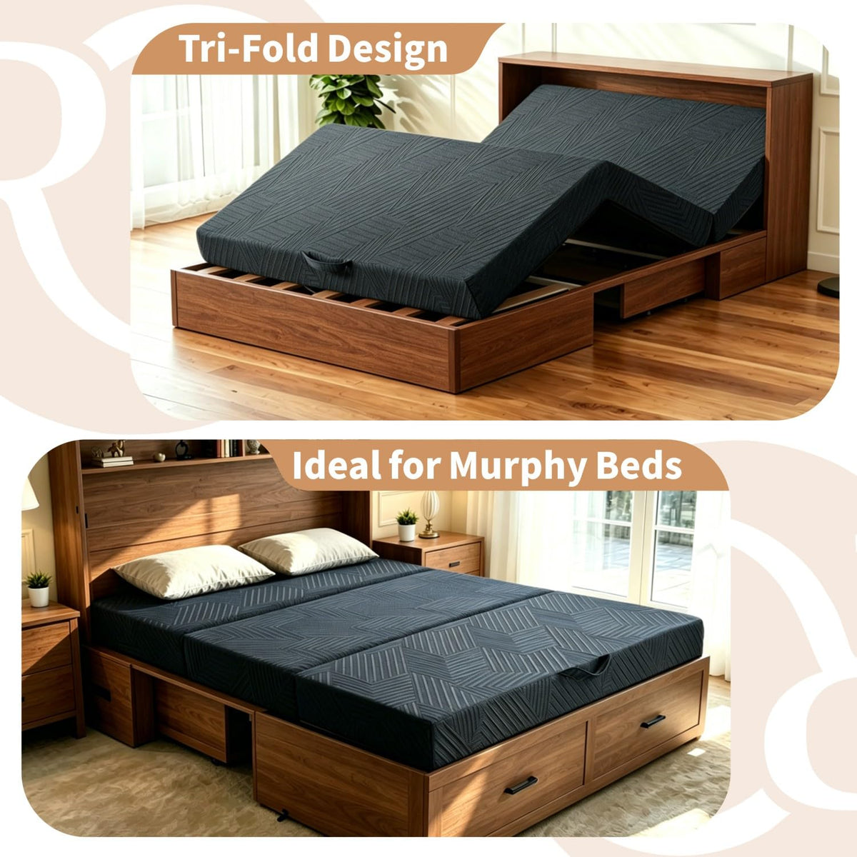 6 Inch Queen Tri-fold Memory Foam Mattress with Storage Bag C12878