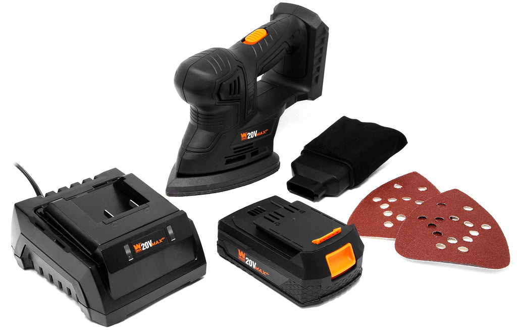Cordless Palm Sander with 20V Max 2.0 Ah Lithium-Ion Battery and Charger J33561