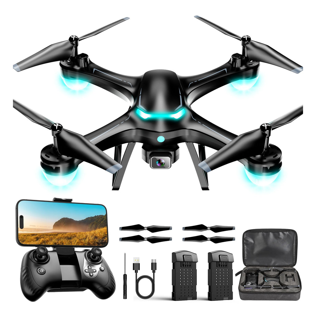 Black 1080P Camera Drone with 2 Batteries K5084