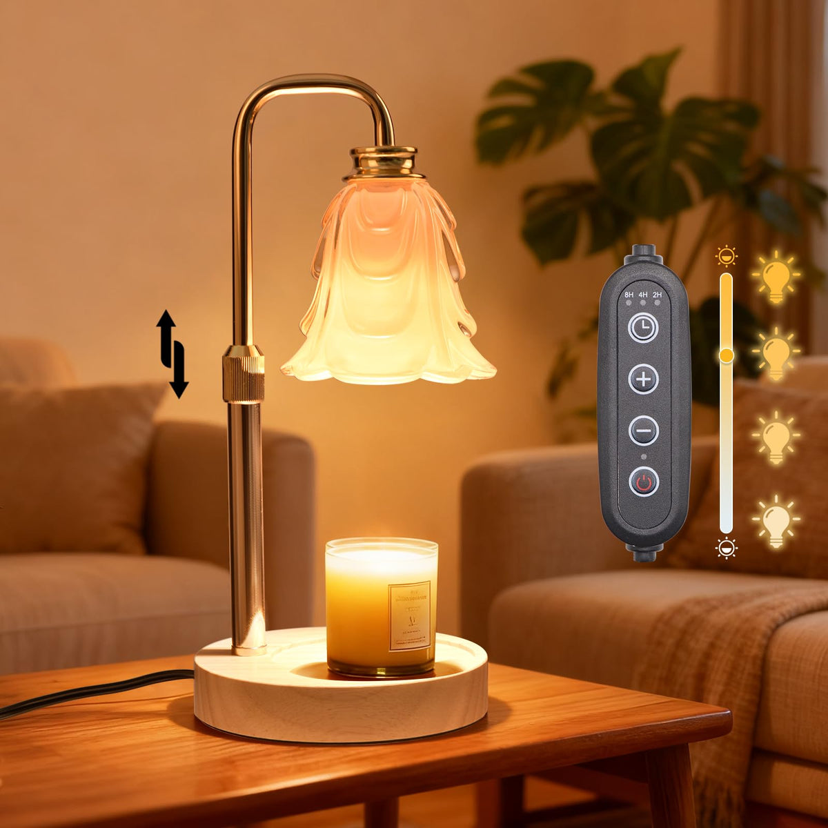 Adjustable Height Candle Warmer Lamp with Timer and Dimmer J9868