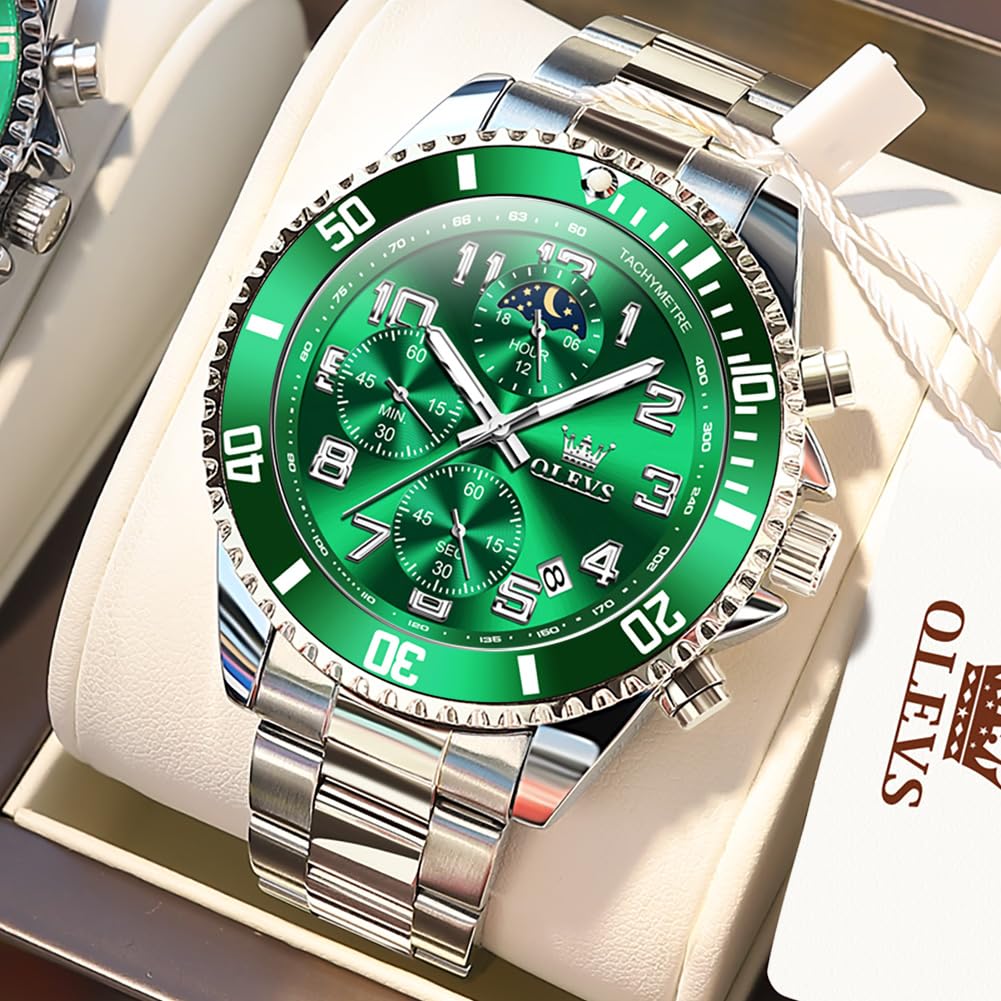 Men Luxury Chronograph Stainless Steel Waterproof Quartz Analog Watch X951