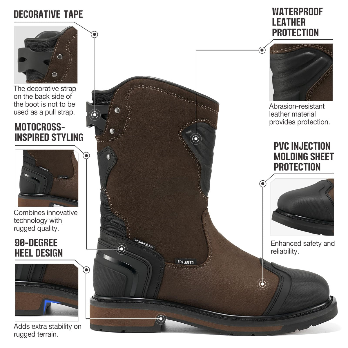 Steel Toe Waterproof Work Boots Y4654