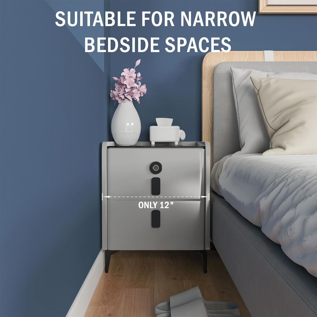 Wireless Charging Nightstand with 2 Drawers J7510