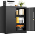Black Metal Storage Cabinet with Locking Doors and Shelves H43704