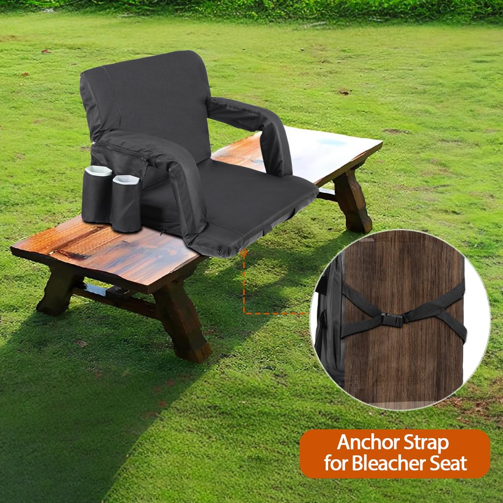 2 Pack Folding Bleacher Chairs with Cushion R59975