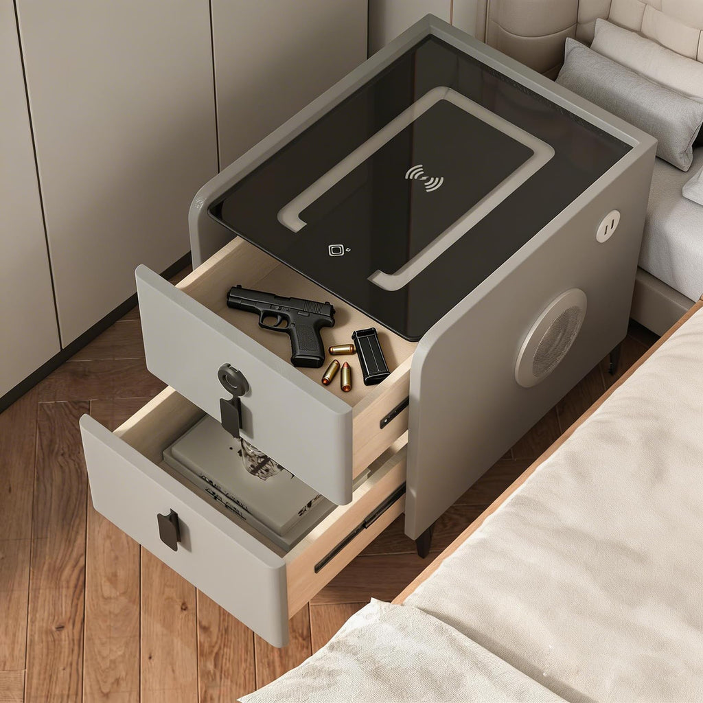 Wireless Charging Nightstand with 2 Drawers J7510