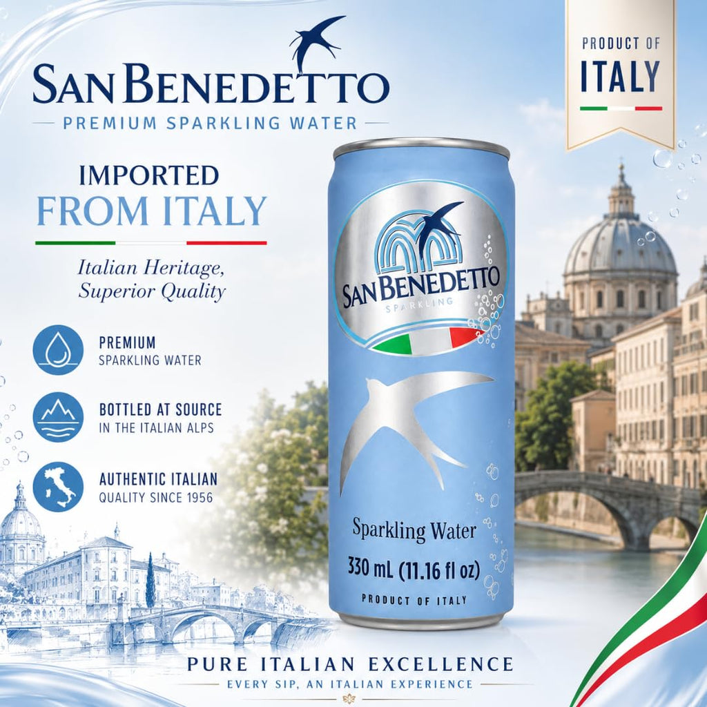 Imported Italian Sparkling Mineral Water 330mL Slim Cans Pack of 12 G970