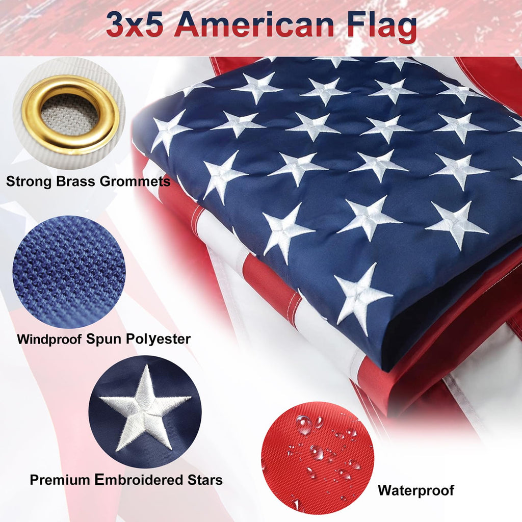 6FT Aluminum Flag Pole Kit with 3x5 US Flag G491