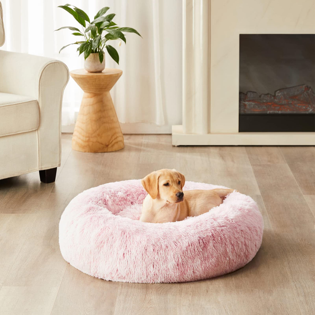 Pink Round Calming Dog Bed I960