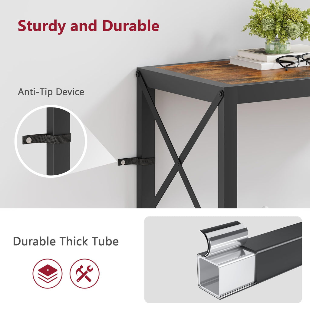 Console Table 2 Tier Narrow Rustic Brown A8556